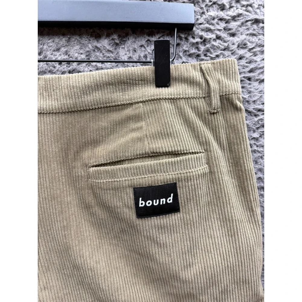 Bound Straight Leg Cropped Mushroom Corduroy Casual Trousers Mens Size L